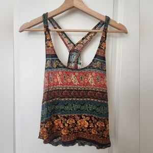 Boho Womens Babydoll Tank Top Camisole Hippie Club Indie Y2K Size M Birds